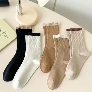 1 чифт/обикновен Универсален дамски чорапи с кухи и чудесни чорапи, Удобни и абсорбиращи потта Чорапи със средна дължина