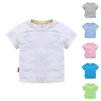 2-10лет деца с къс ръкав тениска с децата карикатура памук лято Момче Soild Цвят Тениска Нов Костюм Поли Облекло