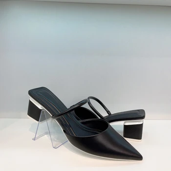 2023 Дамски сандали на високи токчета, Дамски сандали на висок ток, Луксозна Марка Дамски обувки с възможност за сгъване на облегалката, дамски обувки на висок ток, лятна