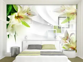 beibehang 3D стенопис с цвете лилия поръчка, тапети за хола, тапети за спалнята, начало декор, 3D стикери за стена