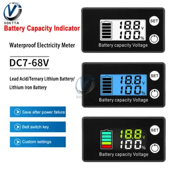 DC7-68V Водоустойчив индикатор за капацитета на батерията на LCD дигитален брояч на електрозахранването на оловно-киселинната литиева ресурс PO4 за led волтметър на батерията