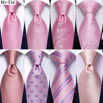 Hi-Вържете обикновен розов, персиково-розово, мъжки копринени елегантен сватбен вратовръзка, модерен дизайн, с вратовръзка за мъжете, качеството на носна кърпичка, родословни обици, бизнес парти