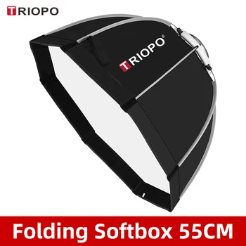 Triopo k55 опция 55 см Снимка за Монтиране на Bowens Преносим Осмоъгълни чадър на Външния софтбокс с чанта за носене на студийната светкавица Софтбокс
