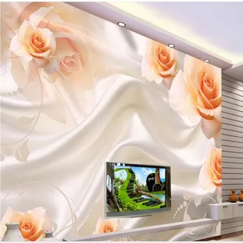 wellyu потребителски голям стенопис с модел от розова коприна на заден план, флизелиновые тапети papel de parede para quarto