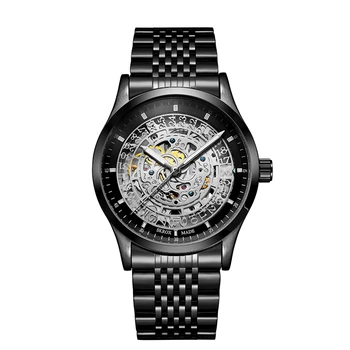 Бизнес мъжки часовник с дизайн на скелета, автоматични механични ръчни часовници за мъже, водоустойчиви светещите стрелки на 30 м