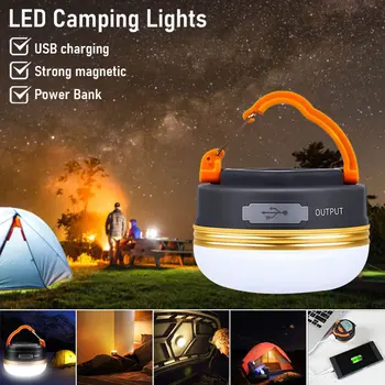 Външен led лампа за къмпинг, 3 режима, преносима лампа за палатка, USB акумулаторна батерия за преносим фенер, Водонепроницаемое аварийно осветление за барбекю, туризъм
