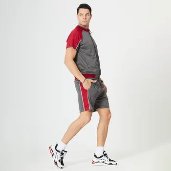 Годишният Нов дизайн, мъжки спортни облекла за бягане, фитнес зала, Джърси джоб с къс ръкав, комплект панталон, мъжки ежедневни облекла