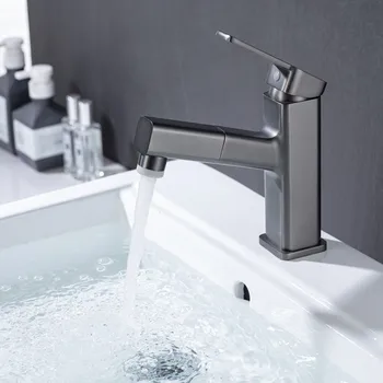 Гореща-студена вода Златисто-жълт кран за мивка; Баня: Напълно медни Баня Черен смесителна батерия за тоалетна мивка