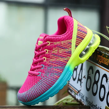 Дамски обувки за тенис с въздушна възглавница, увеличаване на растежа на 4 см, мрежести спортни маратонки за фитнес, дишащи дамски маратонки за ходене обувки