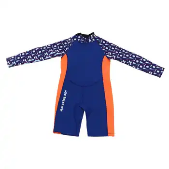 Детски водолазный костюм за гмуркане 2,5 мм неопреновый гума синьо лилаво за почивка