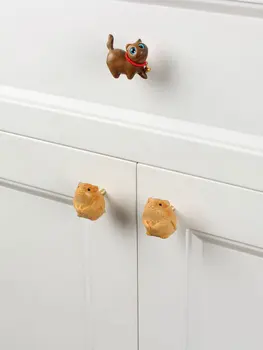 Дръжки за шкафове с сладък котка ръчно изработени от естествен сандалово дърво за детска стая/ във формата На мишка, стената с куки за дрехи, закачалки за ключове
