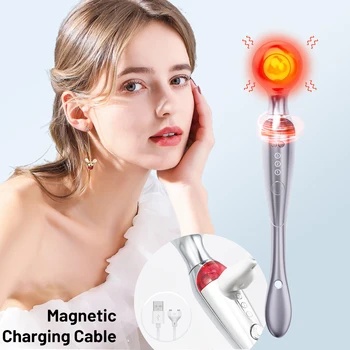 Електрически масажор за очи, термовибрационное устройство за красота на лицето, против Стареене лифтинг, против бръчки, червена светлина, възстановяване и подмладяване на кожата
