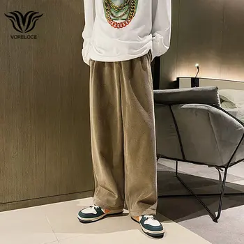 Зимна корейската версия на плюшени утолщенных преки панталони, младежки спортни панталони, мъжки модни ежедневни вельветовые панталони, Градинска облекло