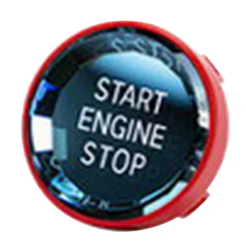 Капак на превключвателя на салон на автомобил с кристали, стикер на бутона за спиране на двигателя с един бутон, тампон за - 3/5 series E70 E90 E60, червен