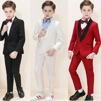 Костюм с ревери за момчета, комплект от три елемента (яке + панталон + елек), новост 2023 г., модни благородна красиви дрехи за официални поводи