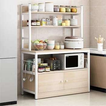 Кухненски шкафове от скандинавските дървени плоскости за мебели за дома, Многослойни битови Прости креативни кухненски рафтове за съхранение