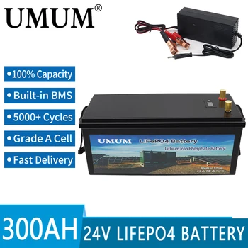 Литиево-желязо-фосфатный батерия LiFePO4 24V 300Ah вграден BMS за нощуване на открито, голф автомобил, слънчева батерия, инверторен извънбордови мотор