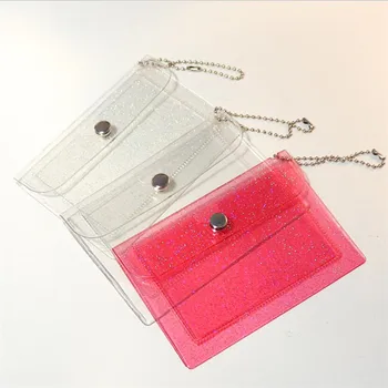 Модерен 2-те битов прозрачен водоустойчив PVC за жени и Момичета, визитница, мъжка чанта за кредитни карти, мини-портфейл за самоличност