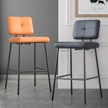 Модерни бар столове за дома на кухненски мебели от ковано желязо с високо стъбло, бар стол с лека луксозни дизайнерски стол, бар стол