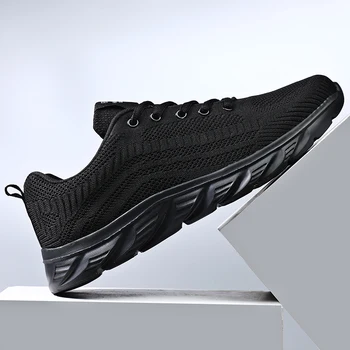 Мъжки обувки, ежедневни спортни обувки за маратон на открито, безплатна доставка, летни окото удобни маратонки за мъже черен цвят