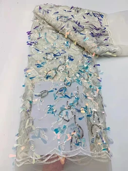 Нигерийская окото Лейси плат с пайети ръчно изработени, Африка 2022, висококачествено луксозно тюлевое дантела от мъниста за шиене на сватбени вечерни рокли