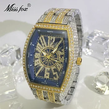 Нови мъжки часовник Iced с луксозен муассанитом, модерни кварцови часовници, водоустойчиви бижута, часовници Tonneau, безплатна Доставка Reloj