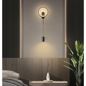 Нощни стенни лампи, лампа за спалня, луксозен светлина, скандинавски минимализъм, модерен коридор, монтиран на стената лампа за коридора, дълъг хол, заден план