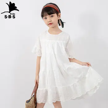 Рокля за момичета 2023, лятно бяло принцеса рокля с къси ръкави, нова лейси пола за момичета