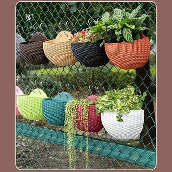 Саксия, изискана стенни пластмасов подвесная кошница, саксия за растения за външно градина, двор, тераса, кофа, Украса за дома