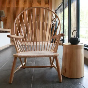 Скандинавски стол с павлином От масивно Дърво за дневна, Столове за всекидневна, мебели за хол, минималистичное съвременно Стол с облегалка, Стол за почивка