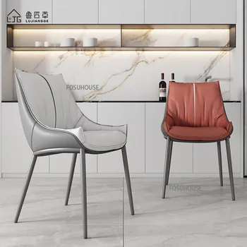 Скандинавските дизайнерски Трапезни столове за кухненски мебели, маса за хранене, стол от микрофибър, лесен луксозни домакински стол за дневна