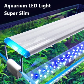 Супертонкое осветление за аквариум, led лампа за водни растения, 18-71 см, прибиращ водоустойчива лампа със скоба, аксесоари за аквариум