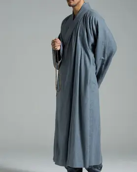 Унисекс Летен костюм шаолиньского монах от памук и лен, синьото, халат кунг-фу, униформи за бойни изкуства, халат за медитация, най-високо качество