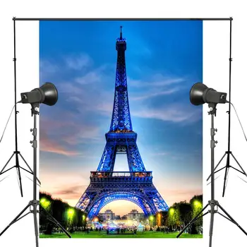 фон за снимки със синя светлина 5x7ft Париж-Айфеловата Кула Фон за снимки във фото студио