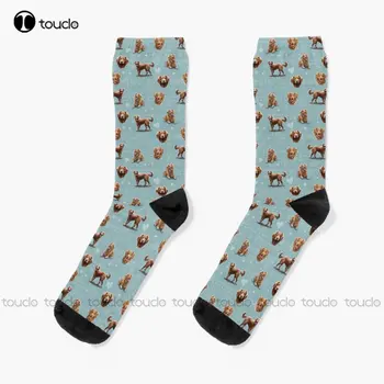 Чорапи за кучета-Ретривъри с Утиным Толлингом от Нова Скотия, Мъжки Забавни Чорапи с Дигитален Печат 360 °, Индивидуален Подарък, Градинска Дрехи, Забавен Чорап, Изкуство