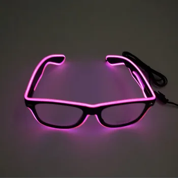 1 бр. мигащи EL-тел, led очила, светлинен декоративно осветление за парти, Класически подарък за новост, ярки led слънчеви очила за парти