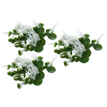 3X Аквариумная изкуствена водна леща, Плаващи Пластмасови Зелено-бяло растение