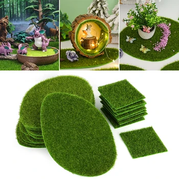 4/2 елемента Изкуствени пасища САМ микро Пейзаж украса Зелена имитация на тревата с мъх, изкуствена трева, начало декор за вашия аквариум