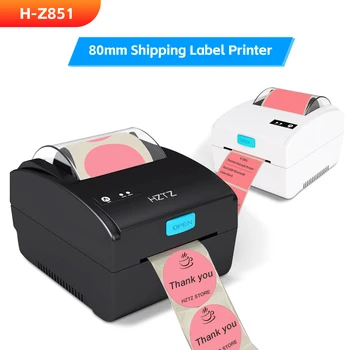HZTZ 80 мм Термотрансферен Печат на етикети, баркод, Стикер с QR код, Машина Xprinter 365B H-Z851, Bluetooth USB Печат