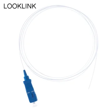 SC UPC Сегмент тел Однорежимный Симплексный PVC 0,9 мм и оптичен кабел Бял