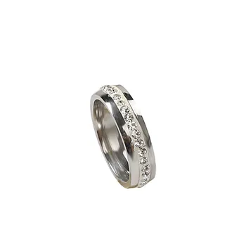 Дамски годежни пръстени от неръждаема стомана с цирконием 316L за жени, посребрени бижута от неръждаема Стомана за Годеж, Размер 6-11