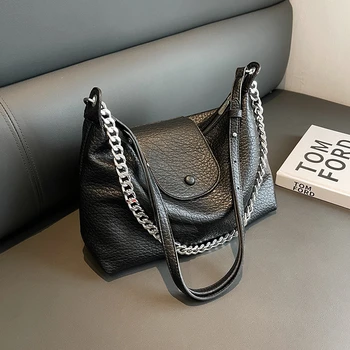 Дизайнерска Дамска чанта от Мека Кожа, Чанти през Рамо с Голям Капацитет за Жени 2023, Прости Ежедневни Чанти-Тоут от Изкуствена Кожа, Чанта-Месинджър