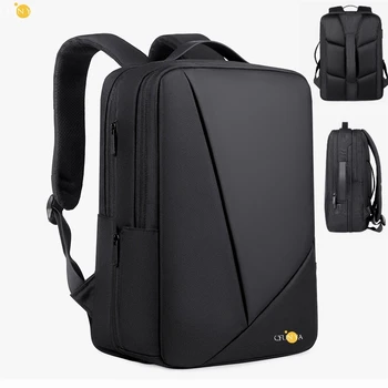 Дизайнерски черен раница CFUN YA за 15,6-инчов лаптоп, мъжки чанти, бизнес лаптоп USB-мъжки пътен раница за колеж, училище раница за момчета