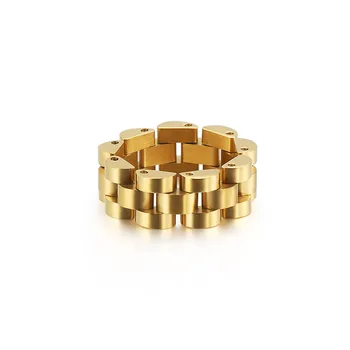 Европейското и американското нов пръстен от титанов стомана дизайн на веригата за часа на хип-хоп бижута от неръждаема стомана жена просто предното пръстен