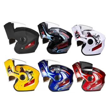 Електрически мотоциклет шлем с двойни лещи за мъже и жени, Годишният универсален каска Four Seasons за каране на мотоциклет Helme
