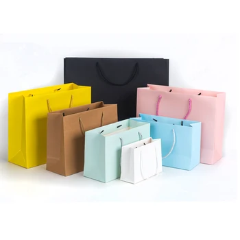 Жълти Хартиени пакети, обикновена розово-сини Синкави, подаръчни хартиени торбички, Рекламни Торбички за опаковане на обувки от плат-носител