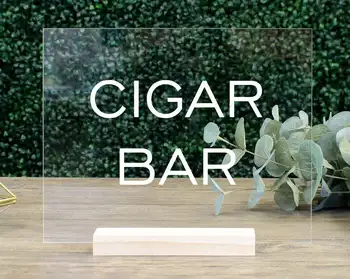 Знак за сигарного бара от прозрачен акрил Сватбена табела Сувенири за пури Домашен бар на Ергенско парти за момчета Детски душ