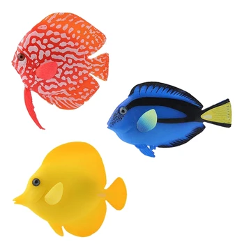 Изкуствена движеща се риба, Плаващ лихвен силиконовата риба с вендузата, риболов линия, реалистични аквариум за декорация на аквариум