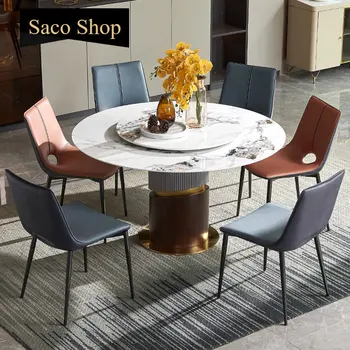Индивидуален луксозна кръгла маса с грифельной дъска Модерен минималистичен Многофункционална масичка за кафе в Голям апартамент, Мраморни Мебели