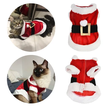 Коледна зимна костюм на котка, празнична облекло на Дядо Коледа, за малко кученце, кученце, коте, чихуахуа, Йоркшир, стоки за домашни любимци, аксесоари